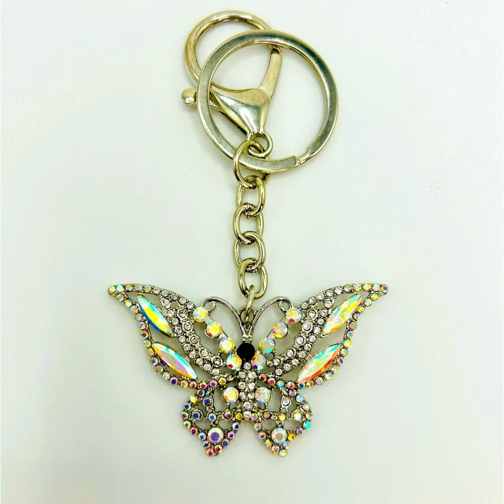 💙💚Butterfly Rhinestone Keychain – Silver or Gold Tone Bling Accessory - Picture 3 of 4